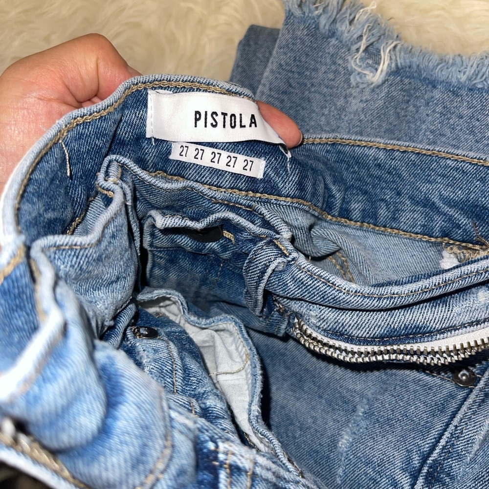 Pistola Fringe Hem Straight Leg Jeans Blue 
High Rise. - Picture 10 of 10